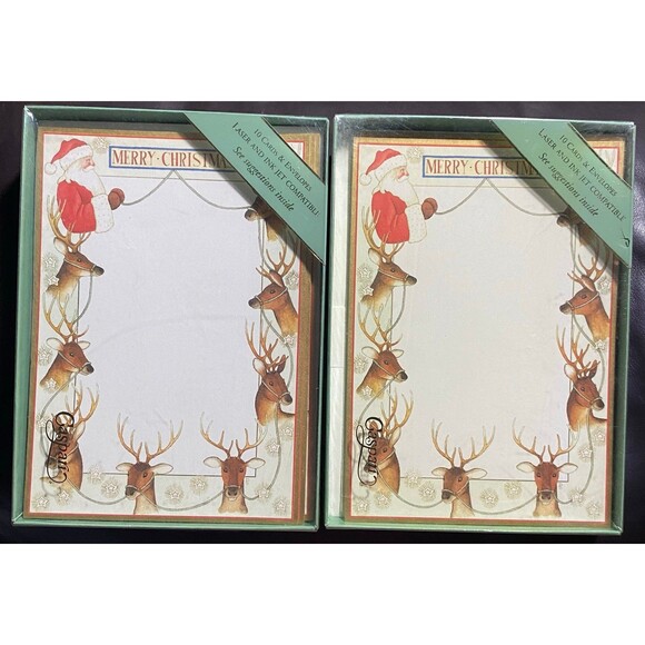 Invitations & Envelopes 2) boxes of 10 Merry Christmas Reindeer Design - Picture 2 of 2